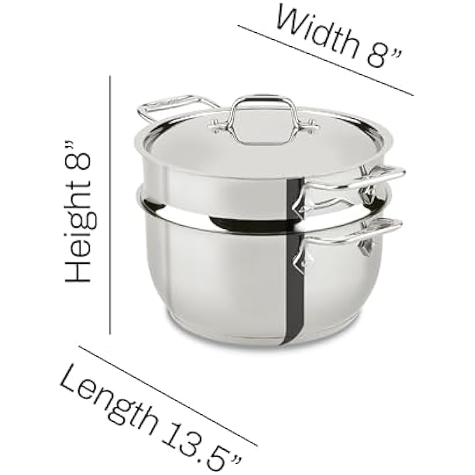 All-Clad AllClad Specialty Stainless Steel Stockpot MultiPot With Strainer 3 Piece 5 Quart Induction Oven Broiler Safe 600F Pasta Strainer With Handle Pots and Pans Silver - Image 3