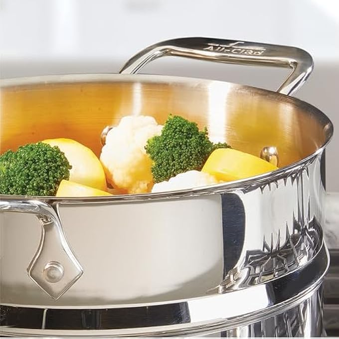 All-Clad AllClad Specialty Stainless Steel Stockpot MultiPot With Strainer 3 Piece 5 Quart Induction Oven Broiler Safe 600F Pasta Strainer With Handle Pots and Pans Silver - Image 5