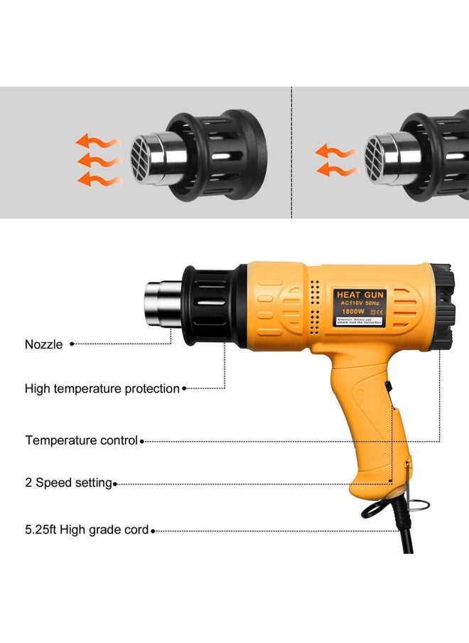 SEEKONE 122 1202 2-Temp Settings Hot Air Gun With 4 Nozzles For Shrinking Pvc Stripping Paint 50 - 650  - Image 2