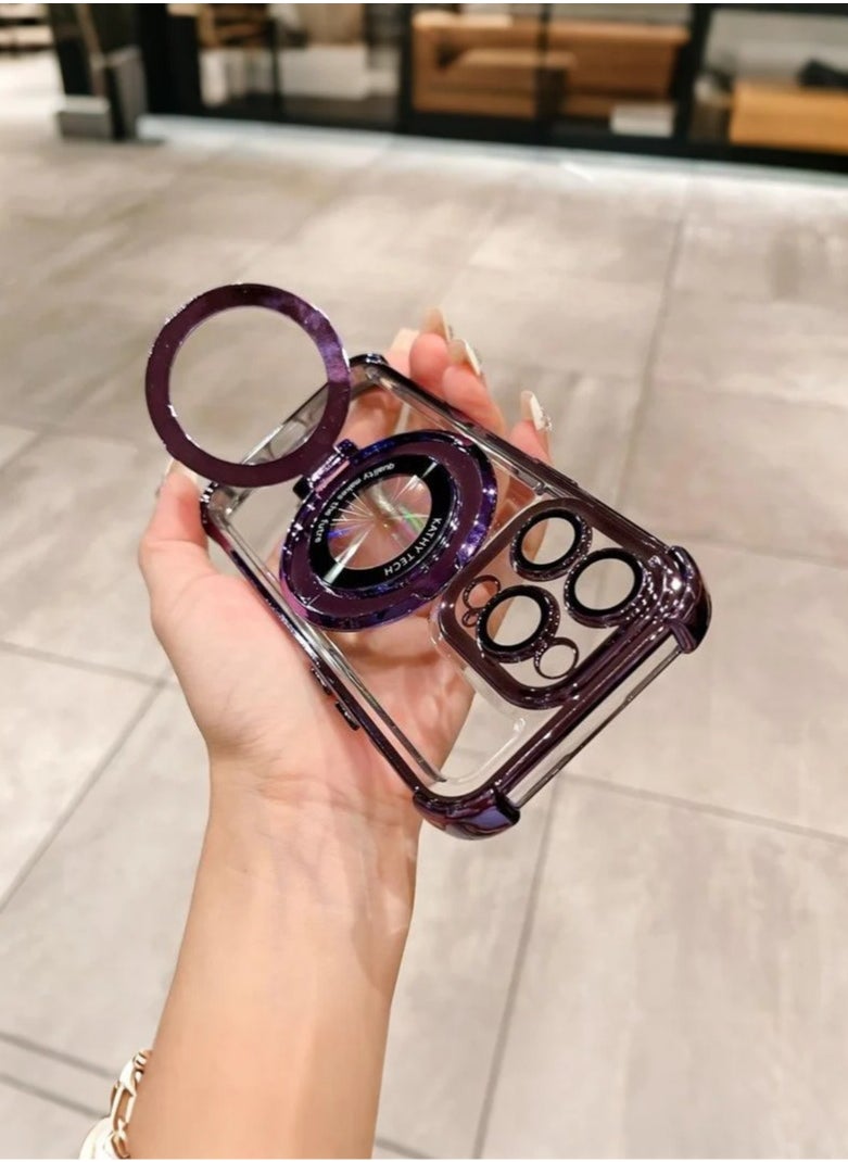 Magnetic Phone Grip Holder with Silicone Finger Strap for Mag-Safe Ring Holder Stand, Adjustable Kickstand for iPhone 16 Pro Max Plus 15 14 13 12, Compatible with Wireless Charging