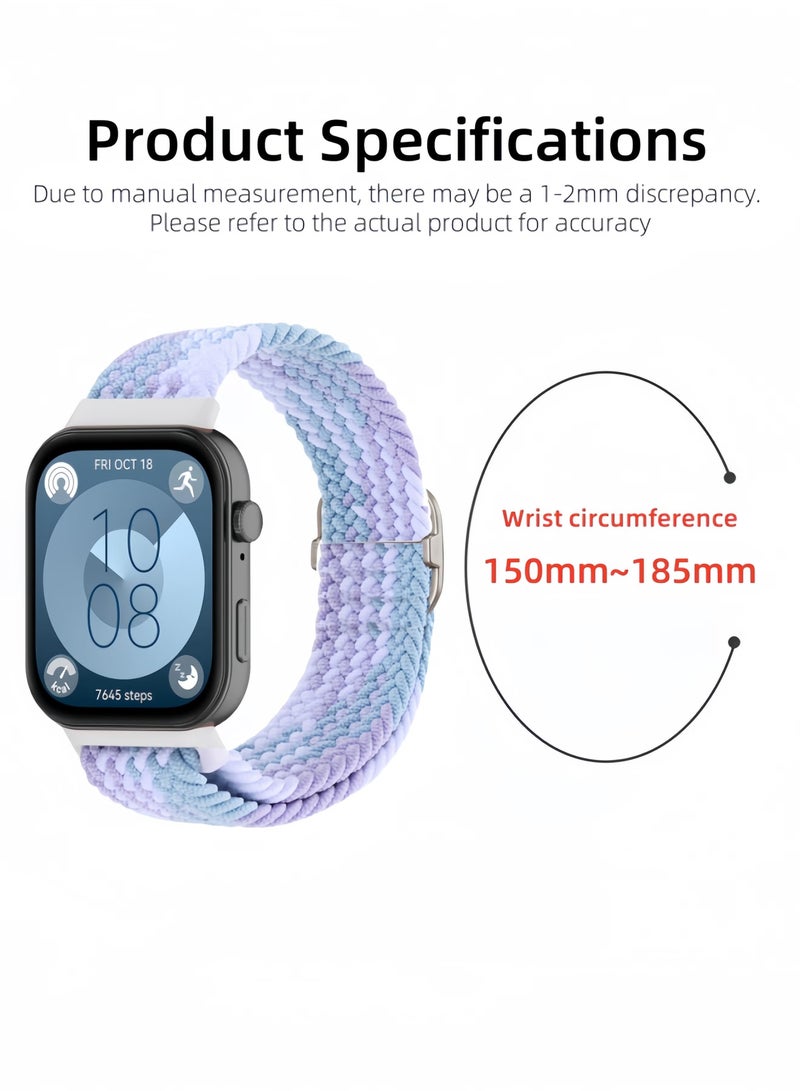 Suitable For Huawei Watch Fit 3 Adjustable Woven Nylon Strap With Metal Buckle, Designed For Wrist Sizes 150mm-185mm  - Image 2