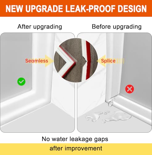 KOMOHOM Seamless Shower Corner Water Guard Large Size Tub Shower Water Guard Shower Splash GuardsBathtub Splash Guard SelfAdhesive Tub Guards to Keep Water in Tub 2pcs - Image 3
