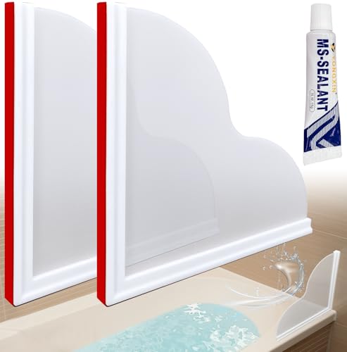 KOMOHOM Seamless Shower Corner Water Guard Large Size Tub Shower Water Guard Shower Splash GuardsBathtub Splash Guard SelfAdhesive Tub Guards to Keep Water in Tub 2pcs - Image 1