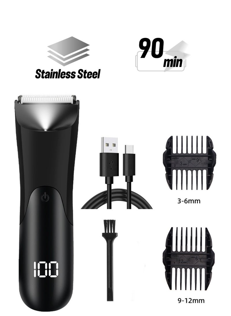 Electric Body Hair Trimmer with LED Display, Rechargeable, Waterproof, Painless Hair Clipper for Men & Women, Precision Trimming for  Legs and More - Image 1