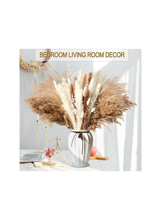 The Bros 80Pcs Dried Pampas Grass Bouquet Pampas Grass Decor Dried Flower Bouquet Boho Decor 6 Kinds of Dried Plants Pompous Grass for Boho Home Decor(Mixed Color) - Image 3