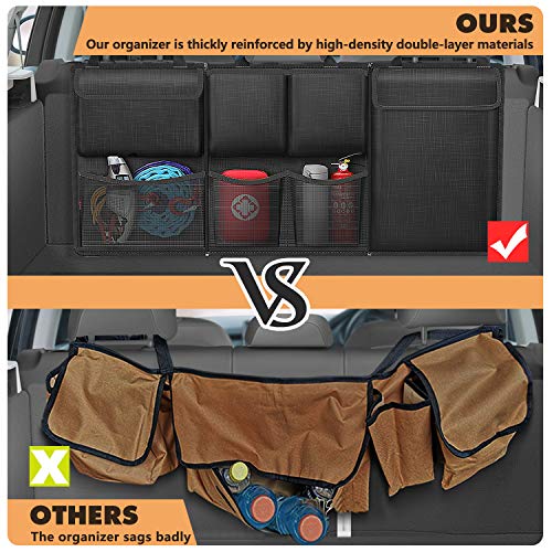 FINPAC Car Trunk Organizer and Storage, Detachable Seat Back Hanging Organizers Storage with Zippers, Large Capacity Car Accessories Interior for Jeeps, SUVs, Vans (Black) - Image 4