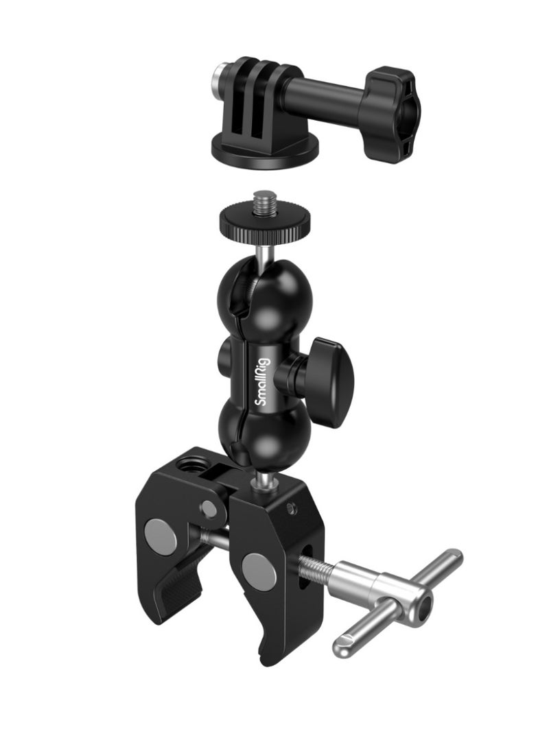 سمول ريج مشبك تثبيت احترافي SmallRig 1138B مع ذراع كروي – مشبك على شكل مخلب مع مسمار 1/4 بوصة لتثبيت الشاشات والإضاءة والكاميرات على الحوامل والريجات - Image 1