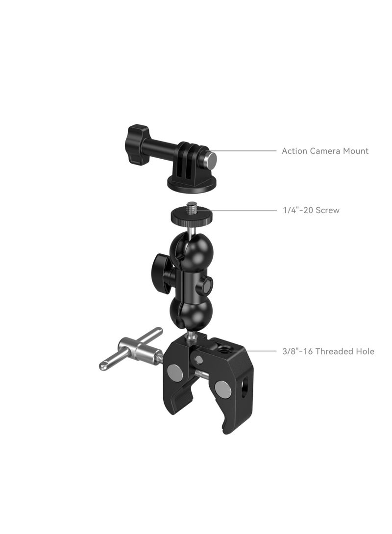 سمول ريج مشبك تثبيت احترافي SmallRig 1138B مع ذراع كروي – مشبك على شكل مخلب مع مسمار 1/4 بوصة لتثبيت الشاشات والإضاءة والكاميرات على الحوامل والريجات - Image 3