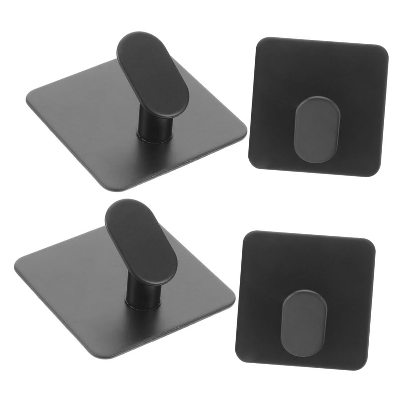 Stainless Steel Adhesive Towel Hooks 4 Pack Heavy Duty Wall Hanging Hooks for Bathroom Kitchen Bedroom Office - Image 2