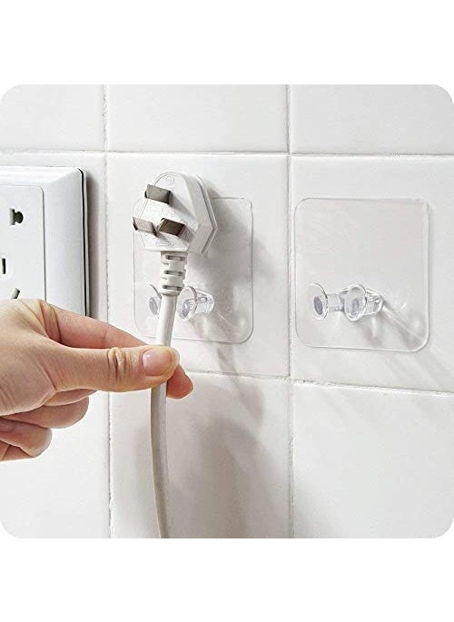 CARTBURG CARTBURG Plug Hooks 4 Pcs Power Plug Wall Storage HolderShower Razor HolderSelf Adhesive Hooksfor Living Room Kitchen Bathroom Bedroom Power Socket Holder  - Image 2