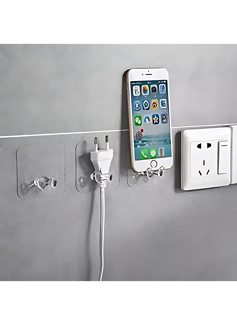 CARTBURG CARTBURG Plug Hooks 4 Pcs Power Plug Wall Storage HolderShower Razor HolderSelf Adhesive Hooksfor Living Room Kitchen Bathroom Bedroom Power Socket Holder  - Image 1