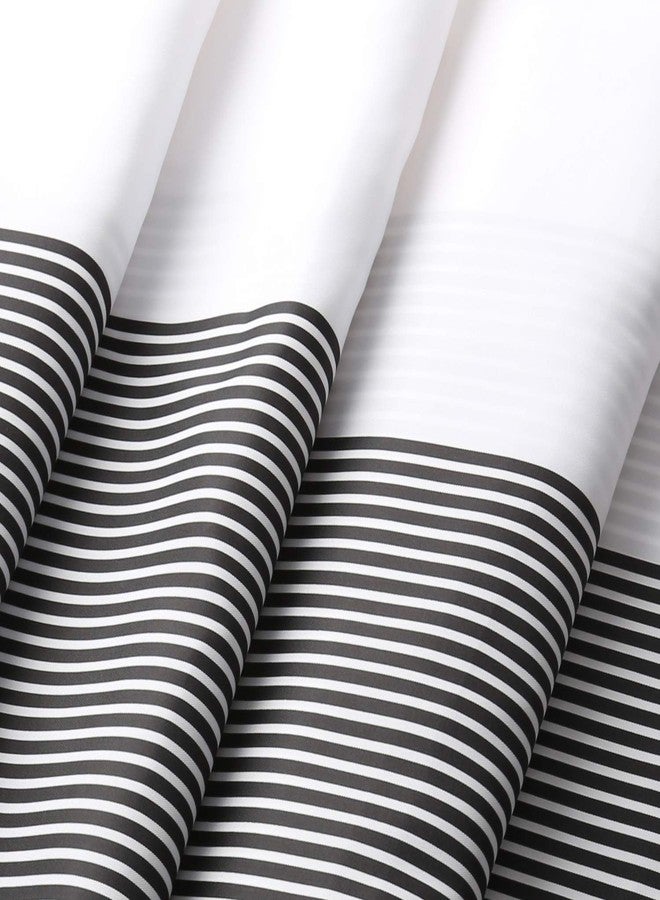 MORNITE Shower Curtain Black and Grey, Shower Curtain for Men Bathroom White Neutral Stripes Polyester Fabric 12 Hooks 72"x72" - Image 2