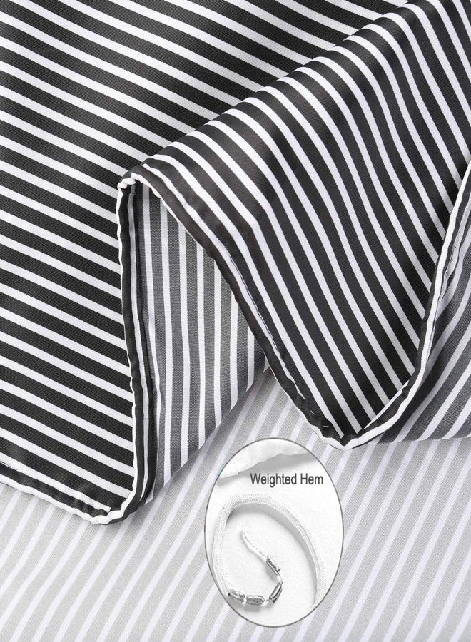 MORNITE Shower Curtain Black and Grey, Shower Curtain for Men Bathroom White Neutral Stripes Polyester Fabric 12 Hooks 72"x72" - Image 3