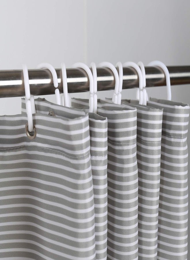 MORNITE Shower Curtain Black and Grey, Shower Curtain for Men Bathroom White Neutral Stripes Polyester Fabric 12 Hooks 72"x72" - Image 5