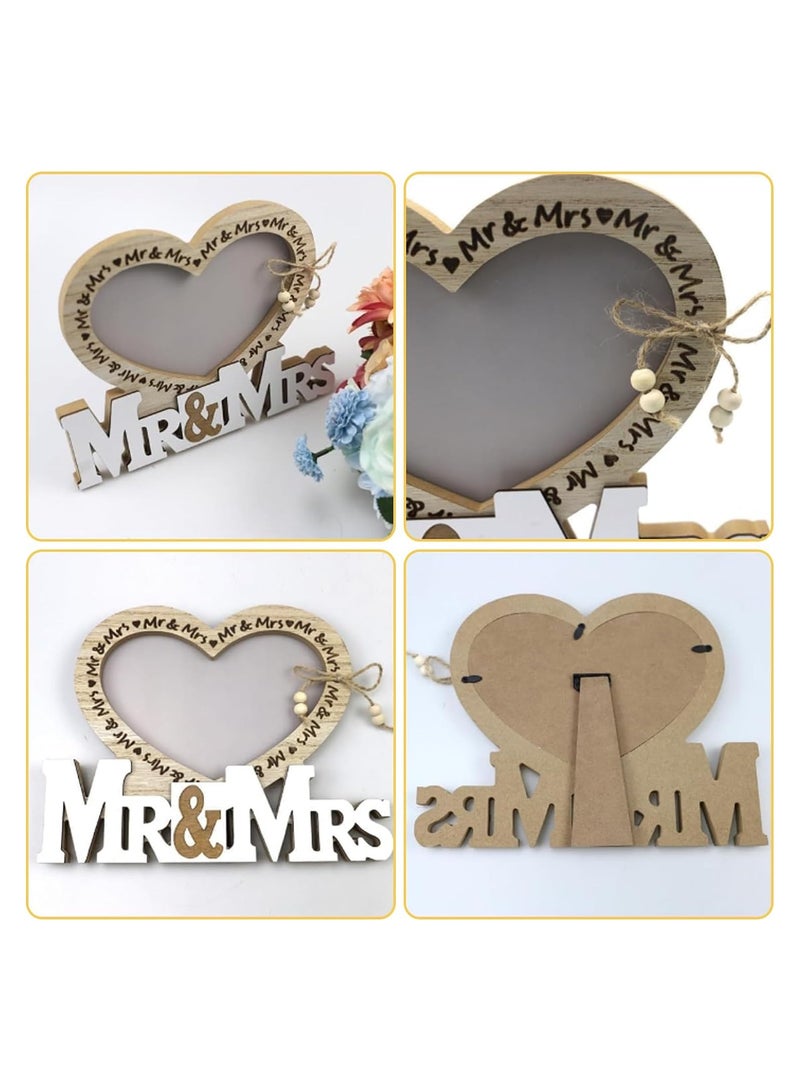 KASTWAVE إطار صور زفاف قلب مستر وميس، إطارات صور خشبية شخصية لأزواج، إطارات رومانسية، عرض صور على الطاولة، هدايا ديكورات الزفاف للعروس والعريس Anniversary - Image 3