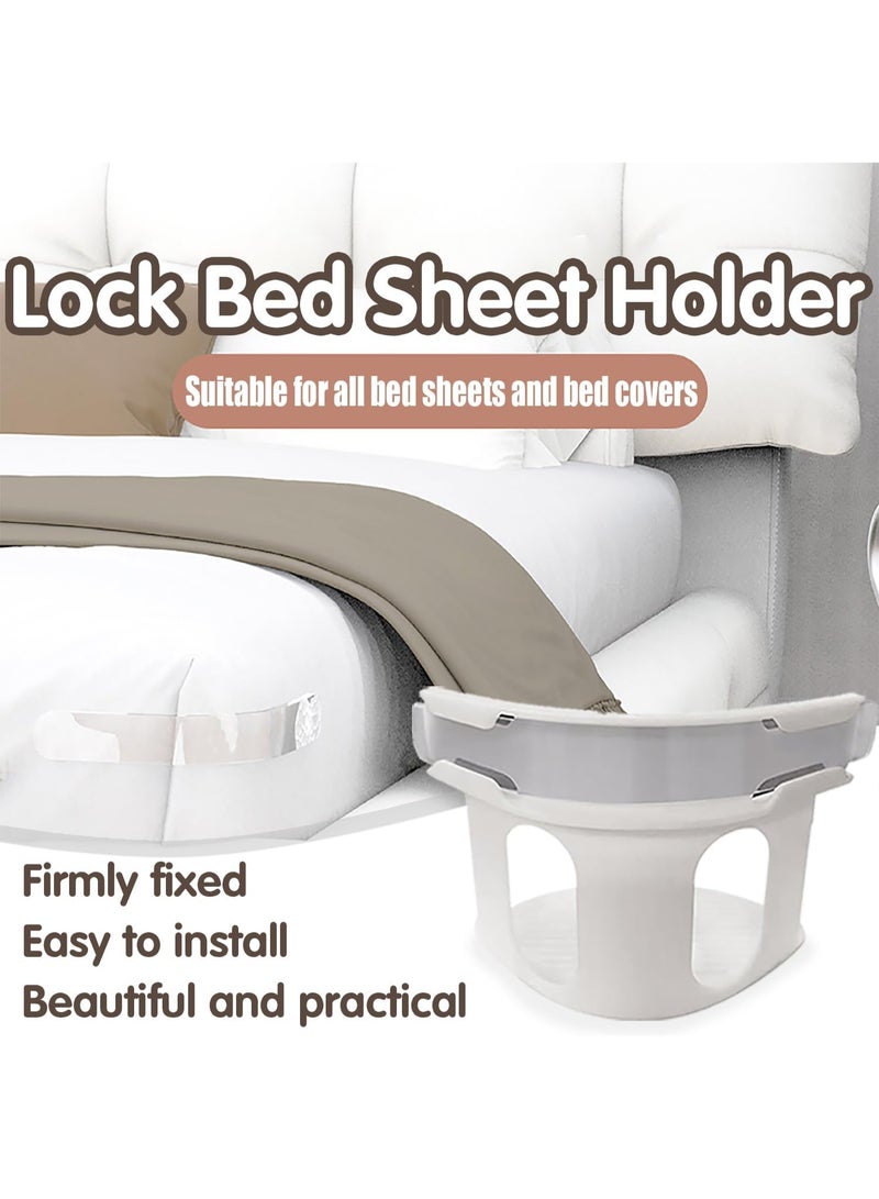 كيلا 4 حاملات ملاءات القفل، حاملات ملاءات السرير، حاملات ملاءات السرير المثبتة بإحكام في مكانها، حاملة ألواح متينة وسهلة التركيب لمرة واحدة - Image 3