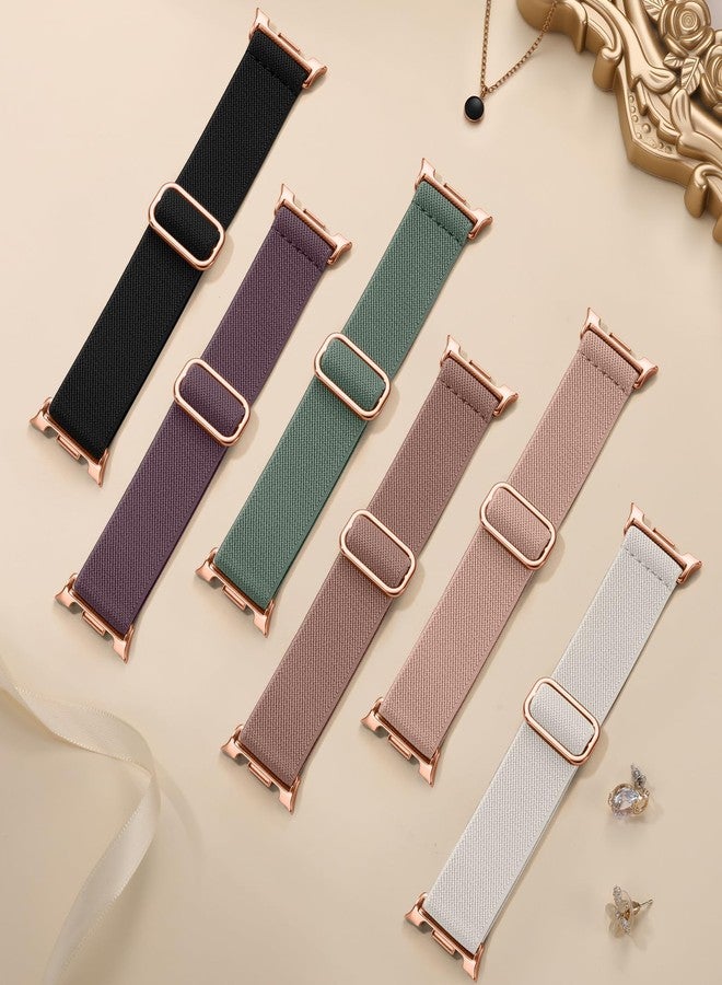 Easuny 6 Pack Stretchy Bands Compatible with Samsung Galaxy Watch 8 Band 40mm 44mm, Samsung Galaxy Watch 8 Classic 46mm Loop, Elastic Nylon Fabric No Gap Sport Strap Replacement for Women Men - Image 5