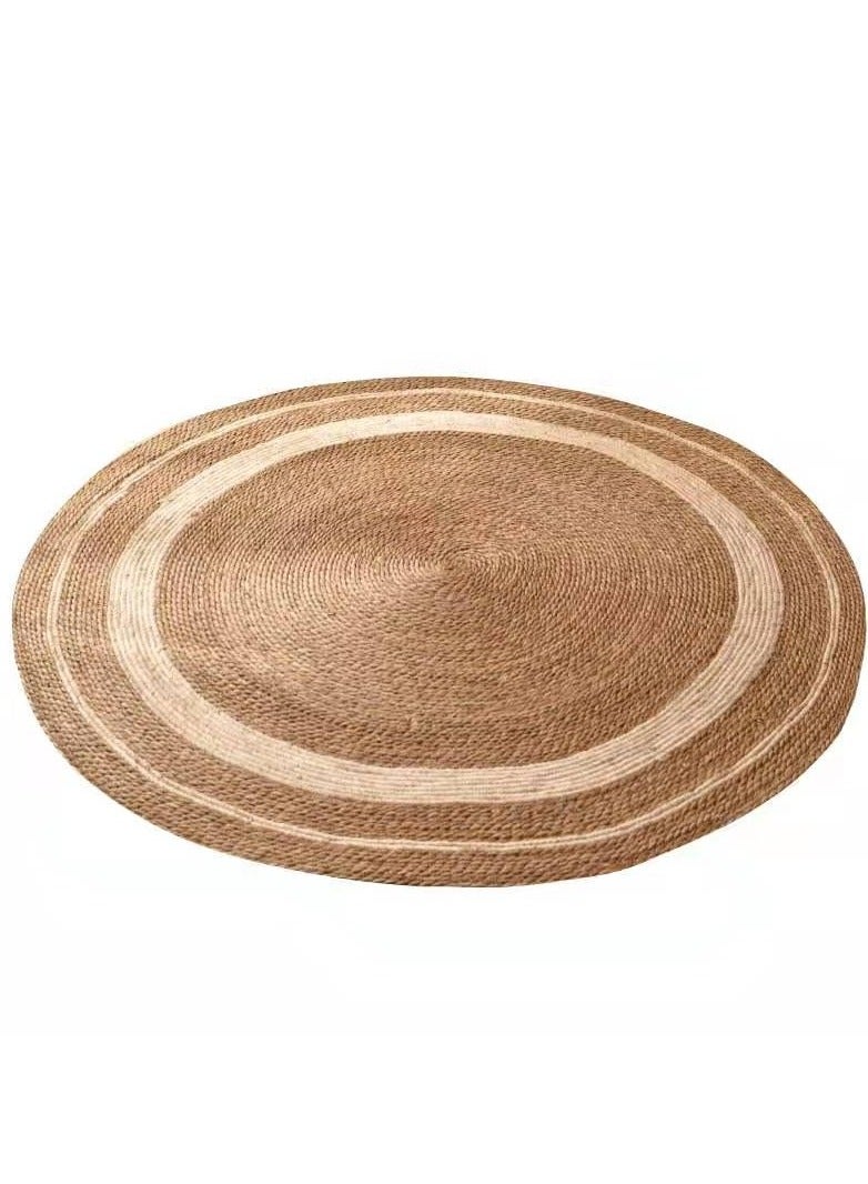 FFD Natural Jute Rug With White Line Handmade Bohemian Braided Round Rug - Image 5