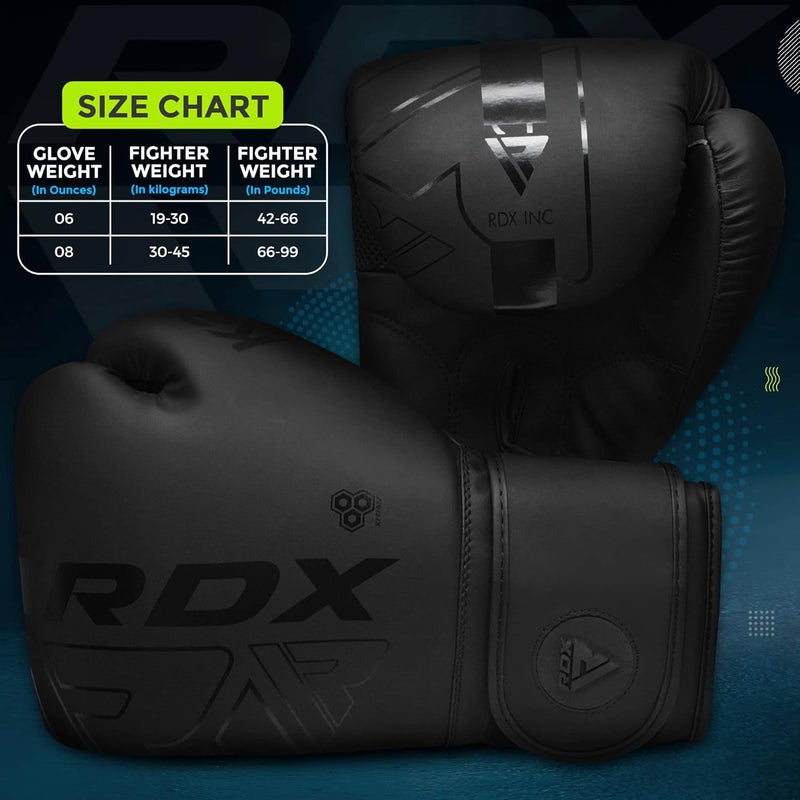 RDX Kids Boxing Gloves - Sparring and Muay Thai Maya Hide Leather Training Mitts -6 OZ |Black/Black (BGR-F6MB-6OZ) - Image 3