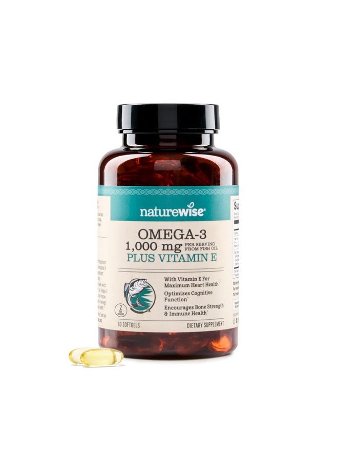 NatureWise Extra-Strength Omega 3 Fish Oil Supplement - 1000mg per Serving - 600 EPA & 400 DHA and Vitamin E - Support for Heart & Brain Health - Lemon Flavor, GMO-Free - 60 Softgels[1-Month Supply] - pzsku/Z4A1F2B42F402E302E427Z/45/_/1740202441/37a5b879-c7ea-4ecb-a650-1ae13b4ef3d3