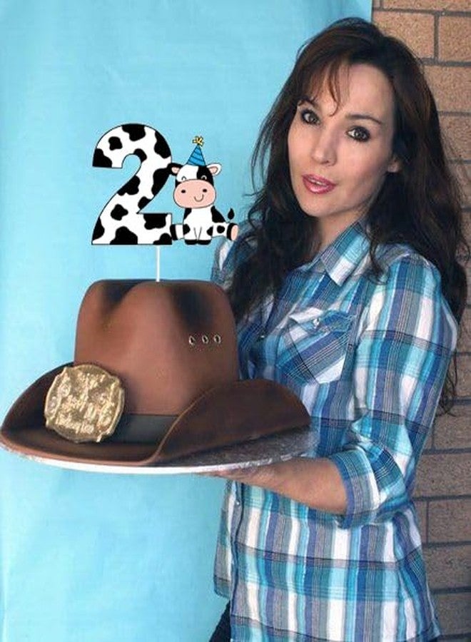 Yuezoloz Farm Animal Cake Topper for 2nd Birthday Boy, Number 2 with Blue Hat Cow Decor,Food Safe Cardstock Cake Decoration for Toddler Boys Party Supplies(6.6"x4.8")(2nd boys) - Image 5