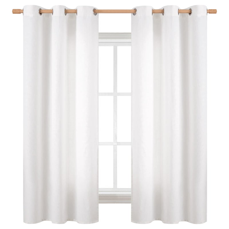 BGment بئسة الستائر البيضاء النقية 63 بوصة الطول 2 لوحات محددة لغرفة نوم grommet الكتان السميك تبدو الخيش مرشح الضوء على الستائر نافذة الخصوصية لغرفة المعيشة مزرعة 42 × 63 بوصة - Image 1