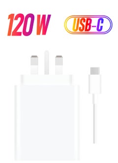 Generic 120W Fast Charging Power Adapter for Xiaomi Mi 12/13T, Mi 9T Pro, Poco, Black Shark 5, Mi 13/12T/11T/10T Pro, Note 11 Pro 5G & More (White)  - Image 1
