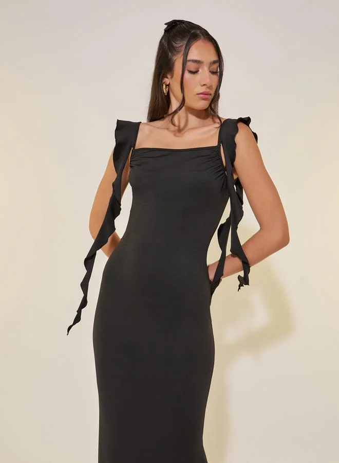 Take Two Sleeveless Ruffle Trim Dress