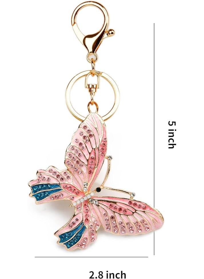 Lucky Butterfly Colorful Opal Rhinestone Plating Women Car/Bag Keychain Purse Charm - Image 3