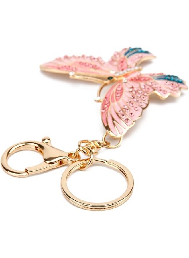 Lucky Butterfly Colorful Opal Rhinestone Plating Women Car/Bag Keychain Purse Charm - Image 2