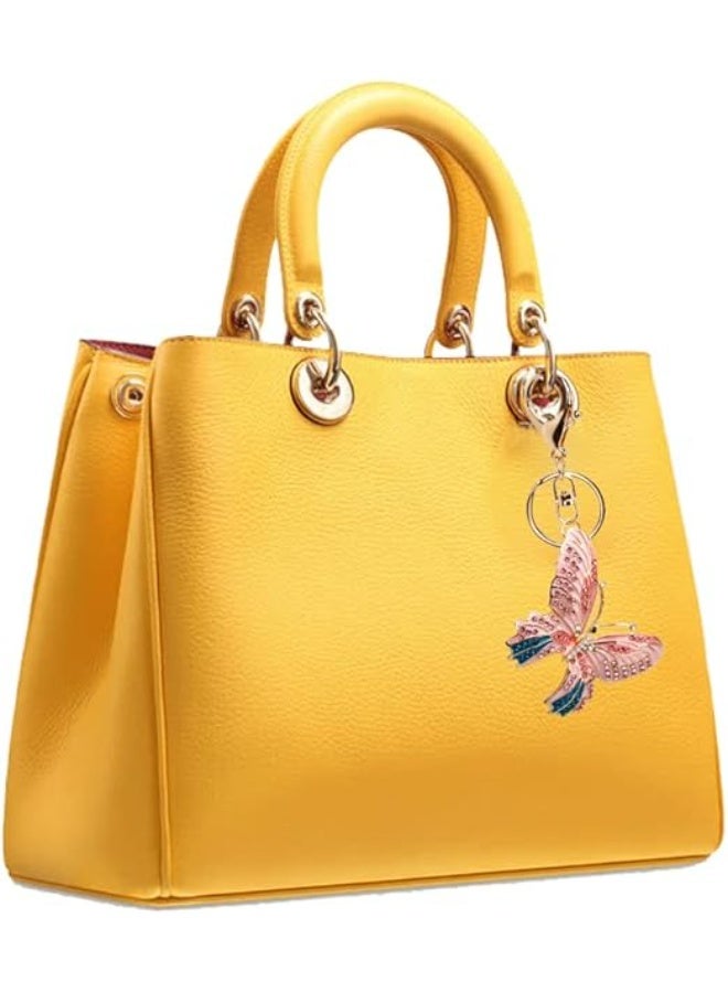 Lucky Butterfly Colorful Opal Rhinestone Plating Women Car/Bag Keychain Purse Charm - Image 5