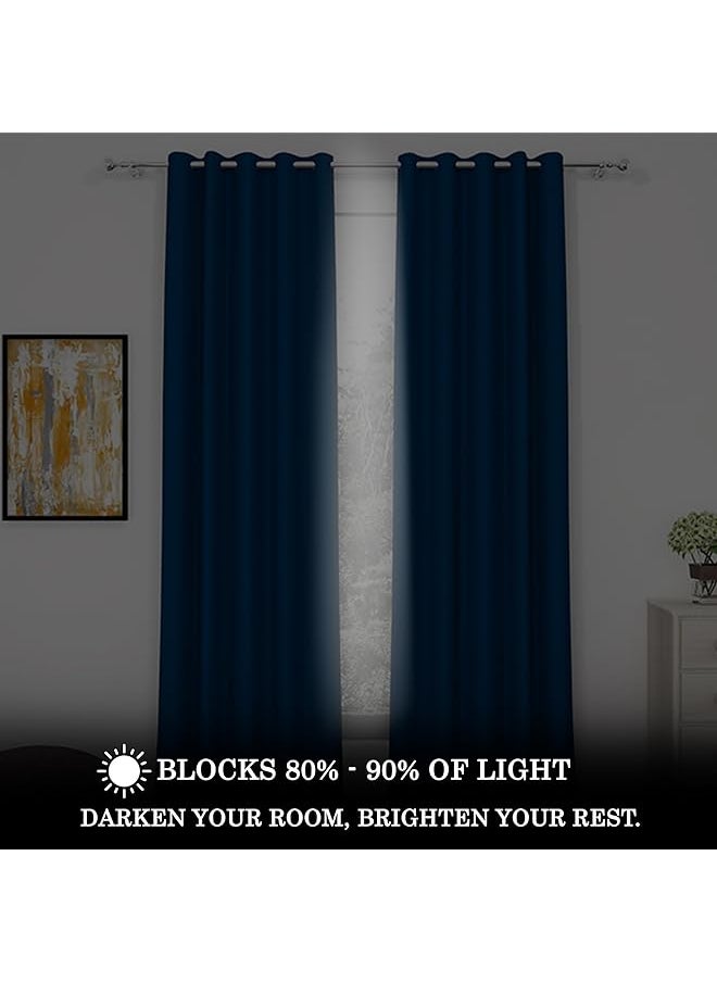 erorex - Window Blackout Curtains 5 Feet Long Set Of 2 Thermal Insulated Plain Design 100 Percent Room Darkening Window Curtain Noise Reducing Curtains For Living Room 118 X 152 Cm Navy Blue - Image 1