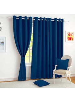 Window Blackout Curtains 5 Feet Long Set Of 2 Thermal Insulated Plain Design 100 Percent Room Darkening Window Curtain Noise Reducing Curtains For Living Room 118 X 152 Cm Navy Blue