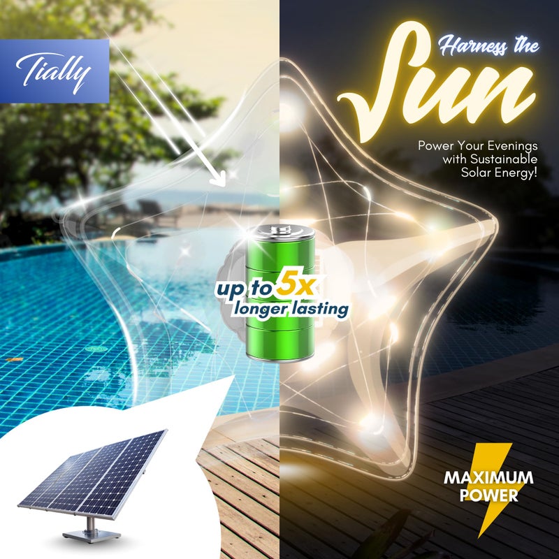 TIALLY Starfish Solar Floating Pool Lights - 14'' Star Lights Outdoor for Pool Decor, Inflatable & Hangable Outdoor Star Light, Waterproof Pool Decorations - Best Gifts for Pool Owners (2 Pack Warm) - Image 2