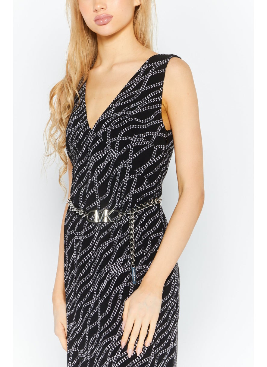 Michael Kors Women Allover Print Chain Mini Dress, Black  - Image 3