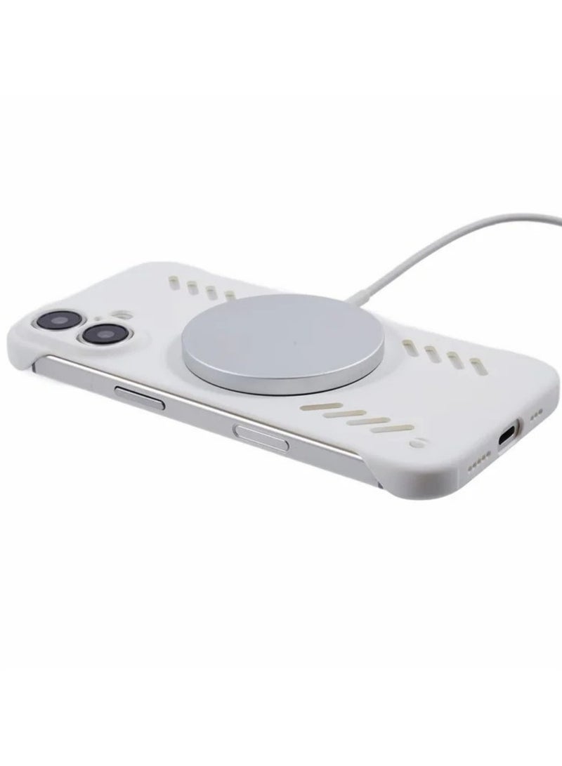 ICARLUS For iPhone 16 Case Hard PC Frameless Heat Dissipation Phone Cover - White - Image 3