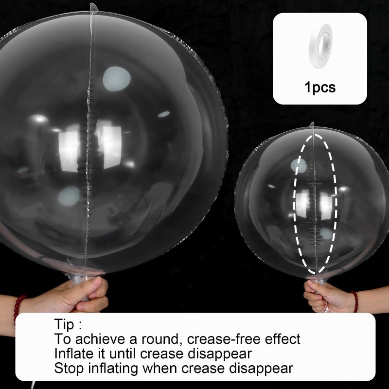 Vibzox 12Pcs Clear Round Foil Balloons, 22" 15" 10" 4D Helium Transparent Balloon, Clear Bubble Foil Balloon for Birthday Baby Shower Christmas Wedding Anniversary Disco Prom Bobo Party Decorations - Image 5
