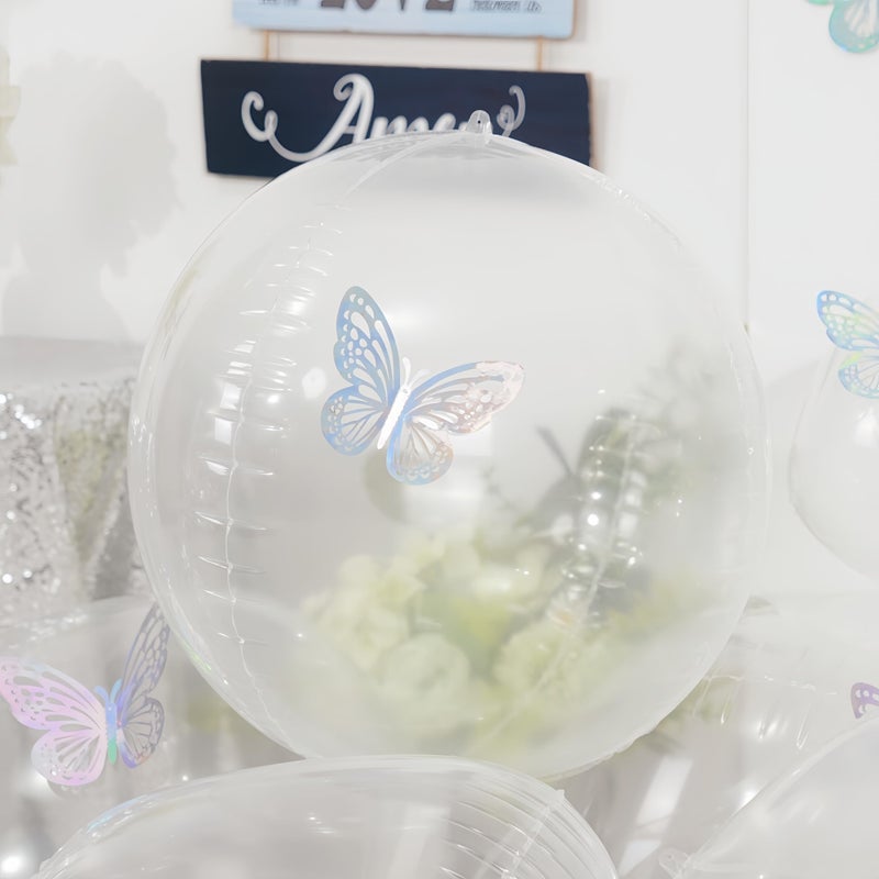 Vibzox 12Pcs Clear Round Foil Balloons, 22" 15" 10" 4D Helium Transparent Balloon, Clear Bubble Foil Balloon for Birthday Baby Shower Christmas Wedding Anniversary Disco Prom Bobo Party Decorations - Image 4