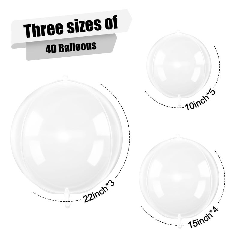 Vibzox 12Pcs Clear Round Foil Balloons, 22" 15" 10" 4D Helium Transparent Balloon, Clear Bubble Foil Balloon for Birthday Baby Shower Christmas Wedding Anniversary Disco Prom Bobo Party Decorations - Image 2