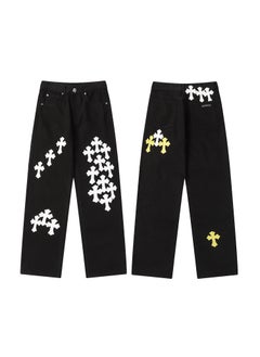 2024 Spring Summer Chrome Hearts Embellished Straight-Leg Jeans 9949