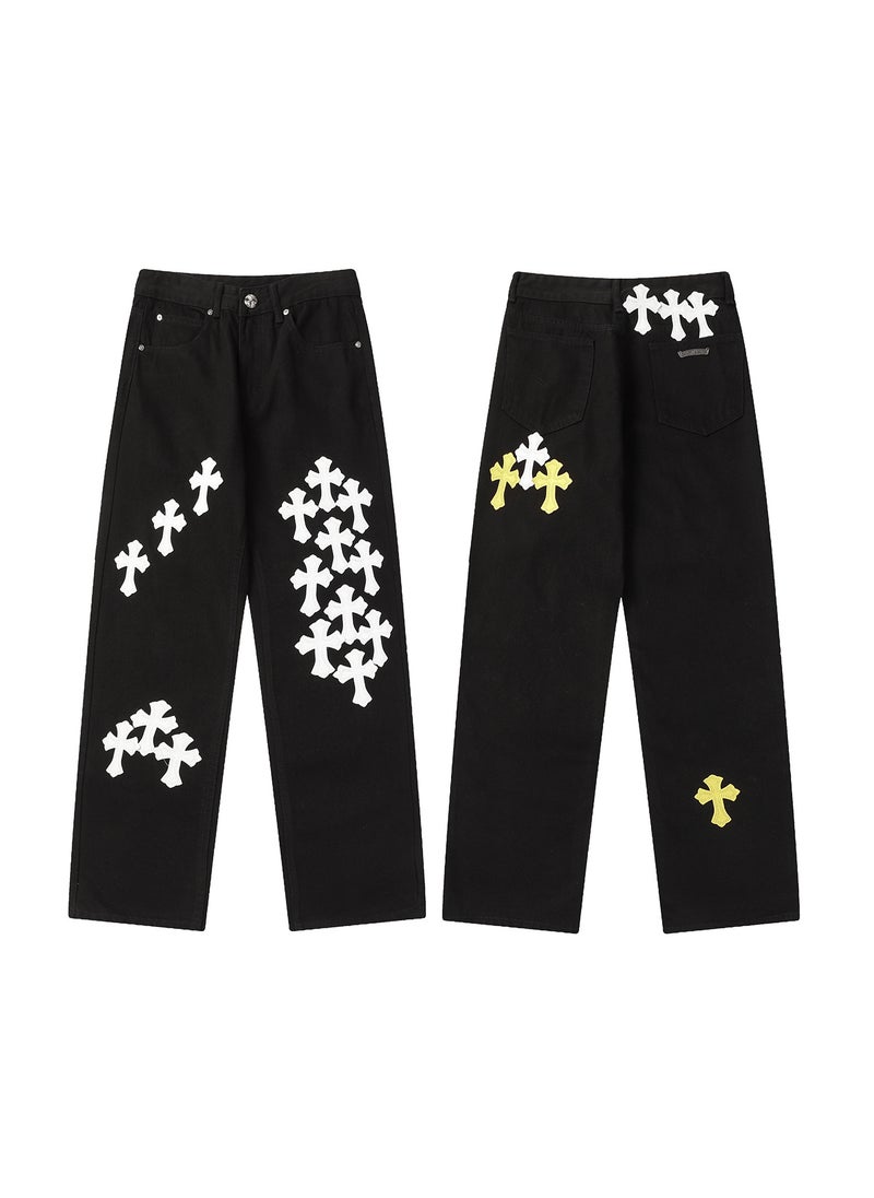Generic - 2024 Spring Summer Chrome Hearts Embellished Straight-Leg Jeans 9949 - Image 1