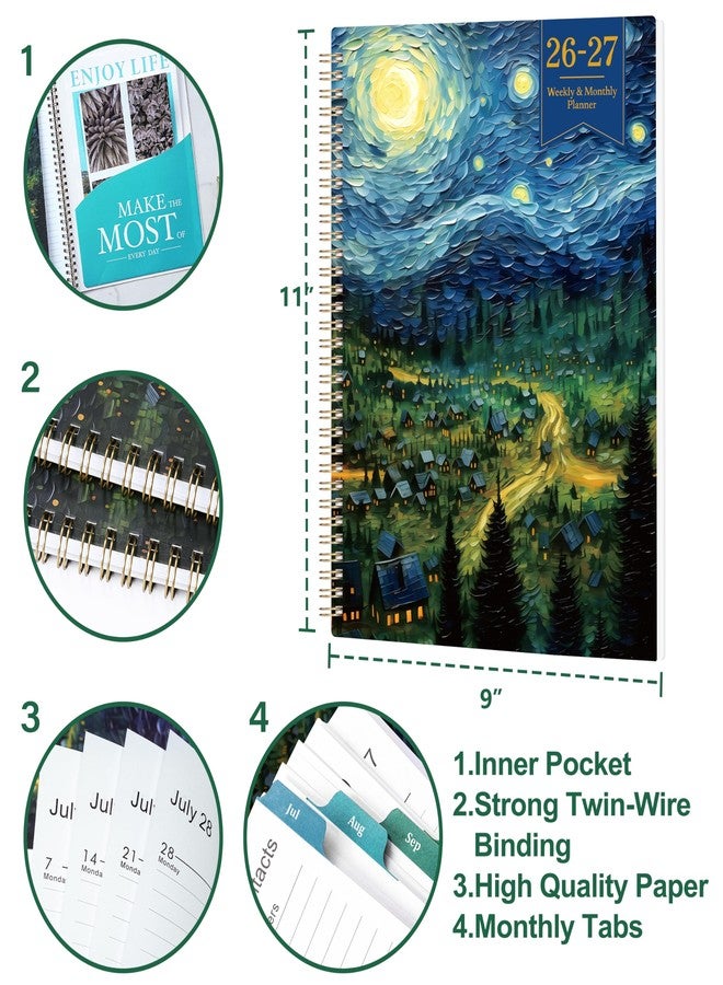 Journaltastic Planner 2026-2027 - Academic Planner 2026-2027, Jul 2026 - Jun 2027, 26-27 Planners Weekly and Monthly, 8.5" x 11" 26-27 Calendar Monthly Planners with Tabs & Pocket, Flexible Cover, Twin-Wire Binding- Oil Painting - Image 3