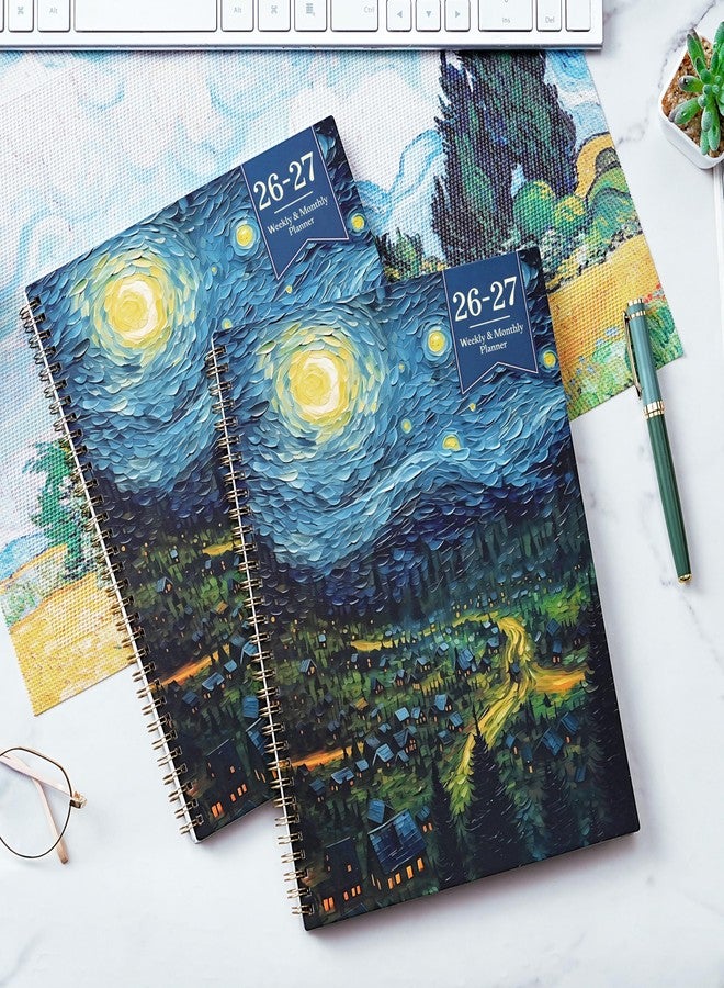 Journaltastic Planner 2026-2027 - Academic Planner 2026-2027, Jul 2026 - Jun 2027, 26-27 Planners Weekly and Monthly, 8.5" x 11" 26-27 Calendar Monthly Planners with Tabs & Pocket, Flexible Cover, Twin-Wire Binding- Oil Painting - Image 2