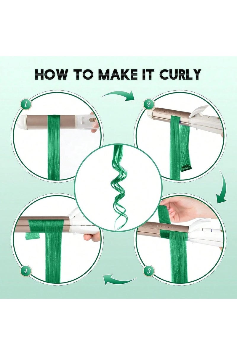 اليوم الوطني السعودي وصلات الشعر باللون الاخضر مجموعه من 3 قطع مصممه بمشبك للتثبيت بسهوله في الشعر للاحتفال باليوم الوطني السعودي - Image 3