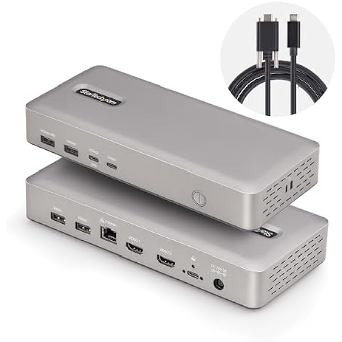 Startech.com .COM USB-C DOCKING STATION (10-IN-1, USB4), UP TO 100W CHARGING FOR LAPTOP, 40GBPS DATA TRANSFER, 2.5GB ETHERNET, SINGLE 8K, DUAL 4K DISPLAY, 6X USB (NOT MACOS COMPATIBLE) - Image 1