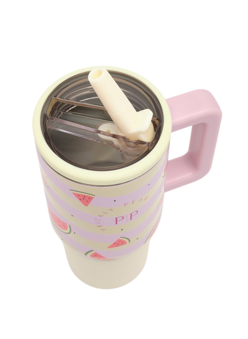 Prickly Pear Stainless Steel 20 Oz Mini Hydrator Water Bottle Pink & Cream Watermelon Stripe - Image 4
