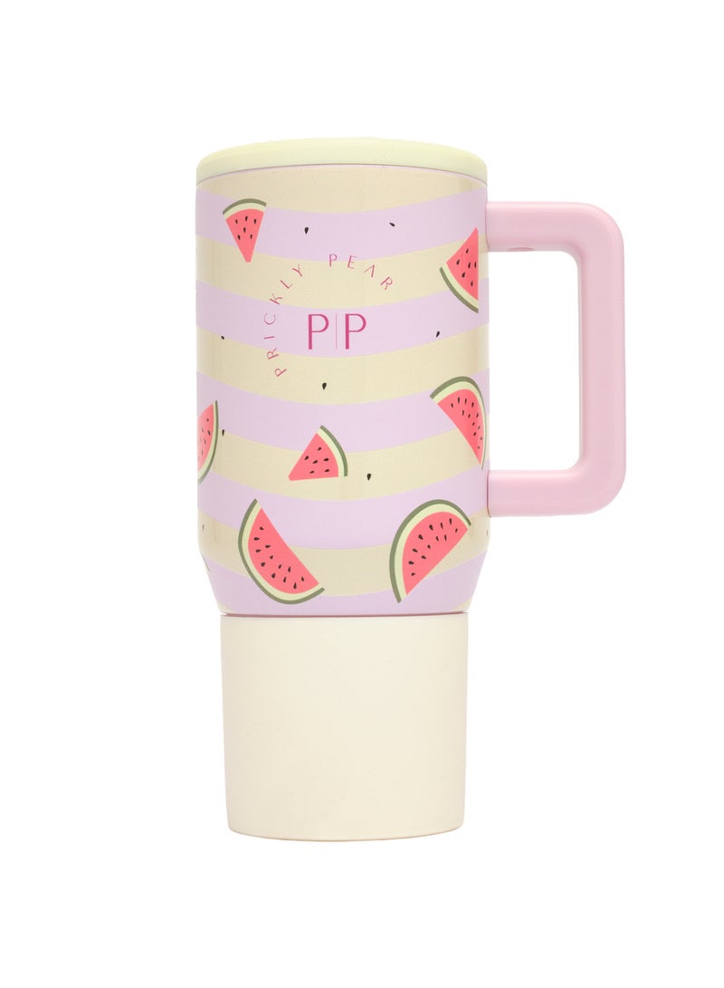 Prickly Pear Stainless Steel 20 Oz Mini Hydrator Water Bottle Pink & Cream Watermelon Stripe - Image 3