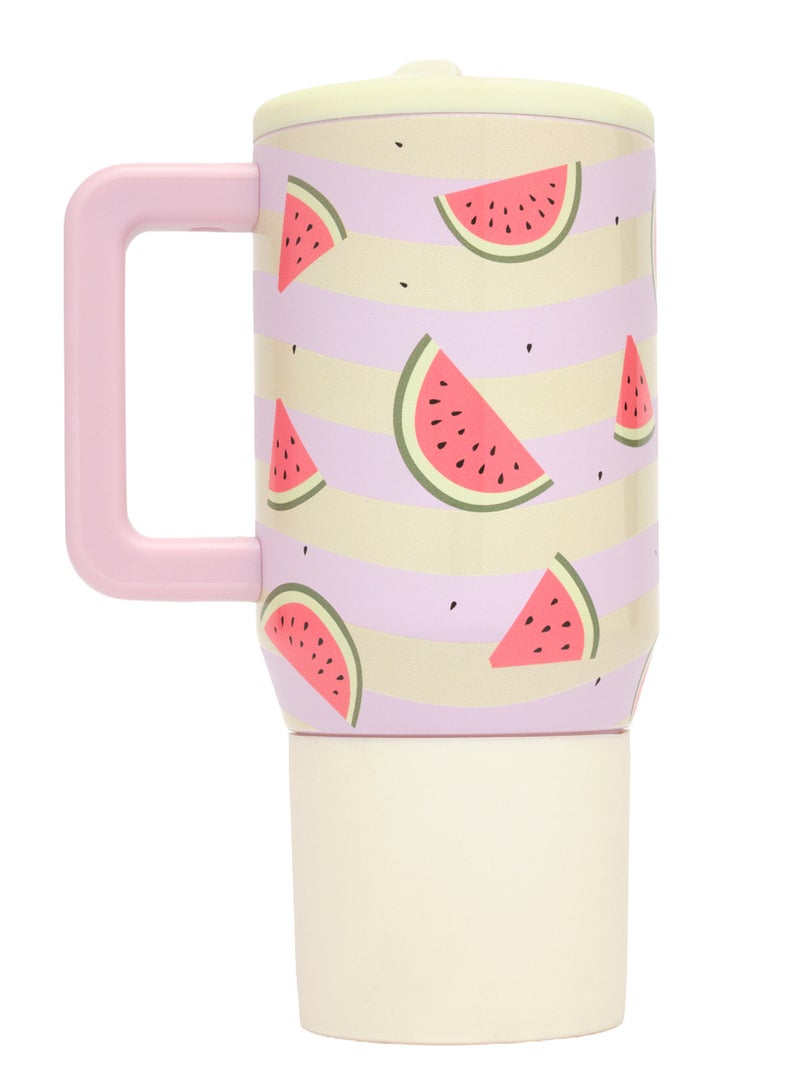 Prickly Pear Stainless Steel 20 Oz Mini Hydrator Water Bottle Pink & Cream Watermelon Stripe - Image 2