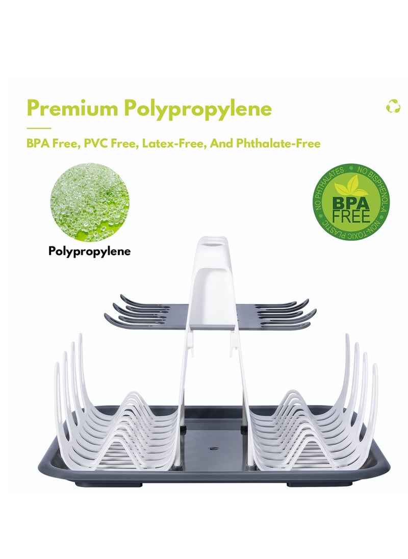 MIXDE - High Capacity Drying Rack with 5pcs Brushes Deluxe Countertop Drying Rack Universal Drying Station Baby Bottle Drying Rack with Bottle Brushes Cup and Bottle Drying Rack - Image 1
