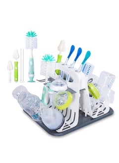High Capacity Drying Rack with 5pcs Brushes Deluxe Countertop Drying Rack Universal Drying Station Baby Bottle Drying Rack with Bottle Brushes Cup and Bottle Drying Rack